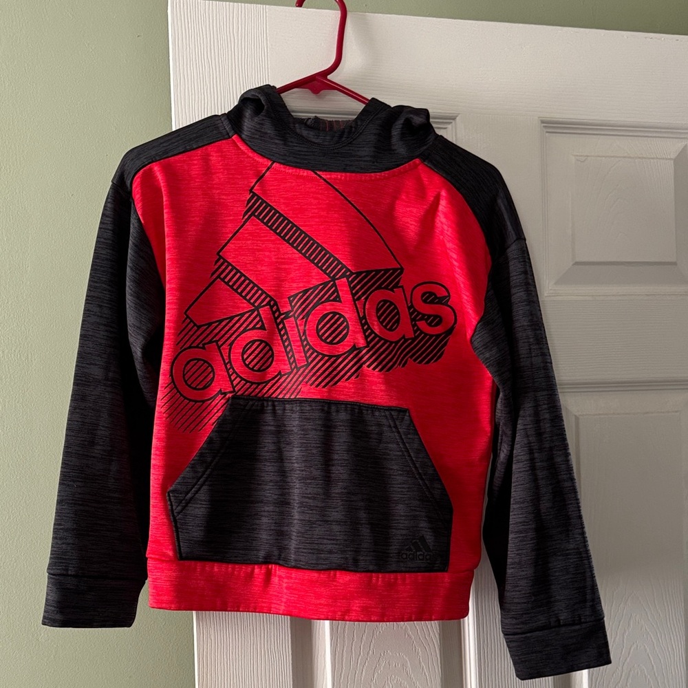 Adidas Kids Red and Black Hoodie